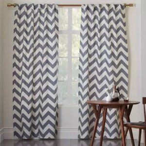 West Elm Chevron Curtains in Gray and Cream